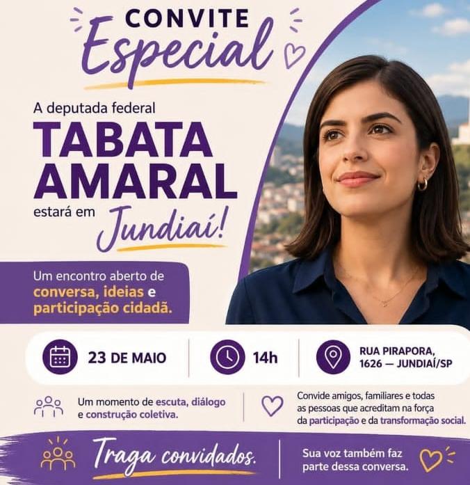 Tabata Amaral participa de encontro com jundiaienses neste sábado (23)